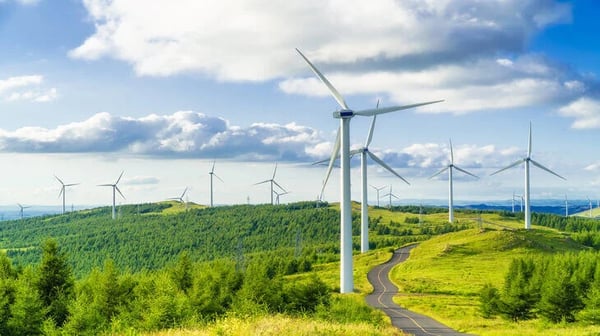 Wind turbines on a hill