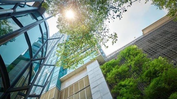 Modern-office-buildings green