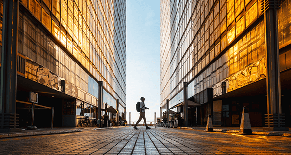 Man and buildings