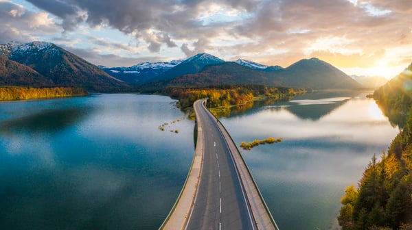 Mountain range and road