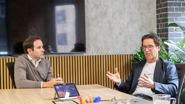 Matteo Colombo and Spencer Lamb sat at a table
